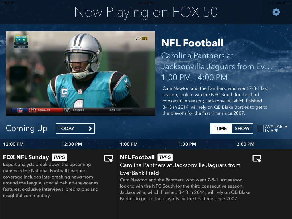 Watch FOX 50 app streams NFL games and FOX content to Tablet Devices